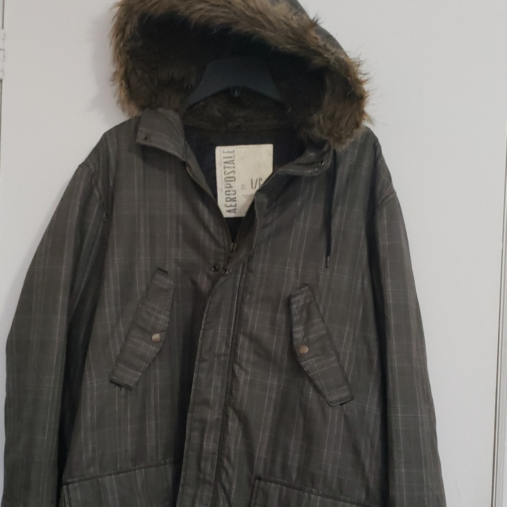 Vintage Aeropostale Rare Faux Fur Hoodie Parka Jacket
